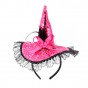 Шляпка на ободке Ведьмочки с кружевом (розовая)